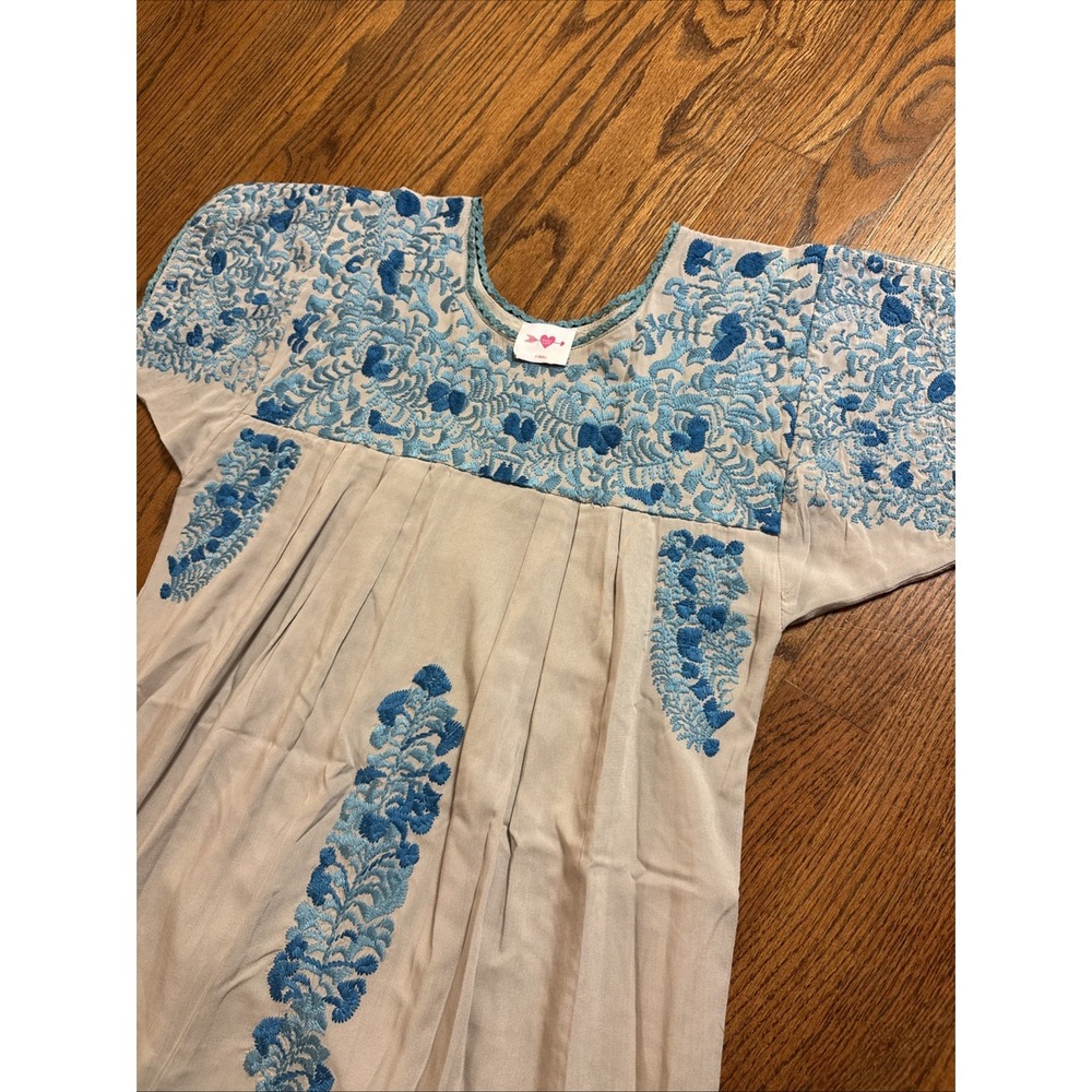 Buddy Love Carolina Dress Blue Embroidered Floral Boho Rayon Mini Womens Size XS